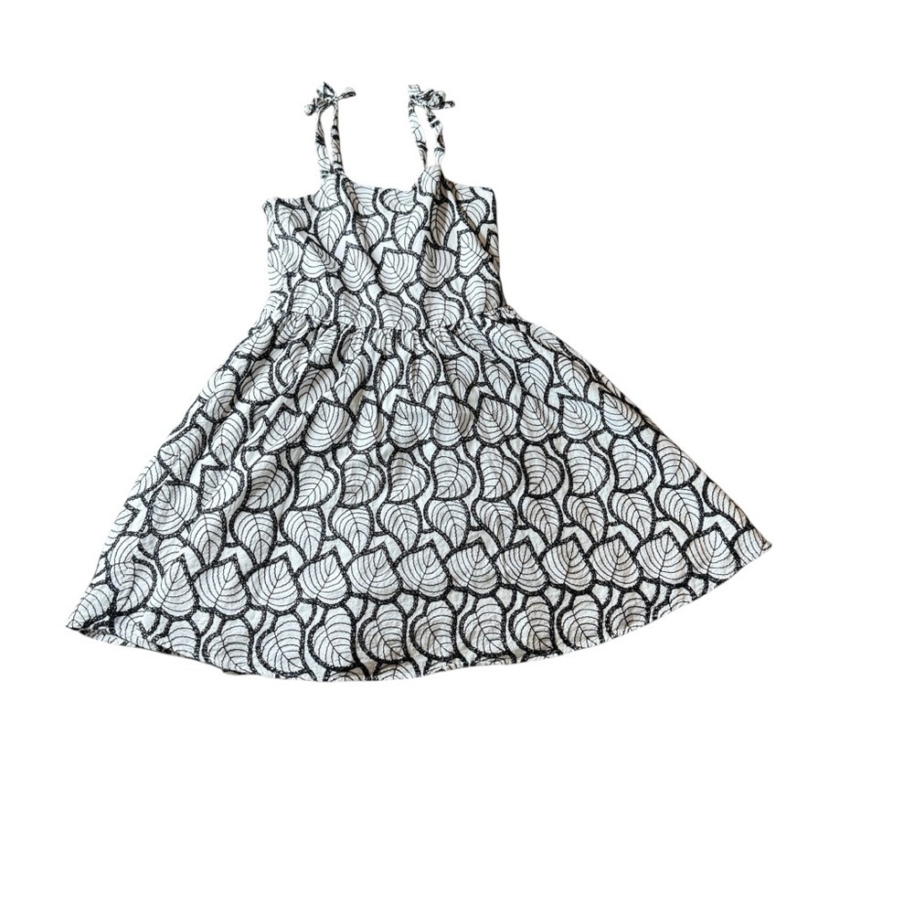 Janie and Jack Girls Dress Size 8 Black White Embroidered Eyelet Tie Strap Cotto